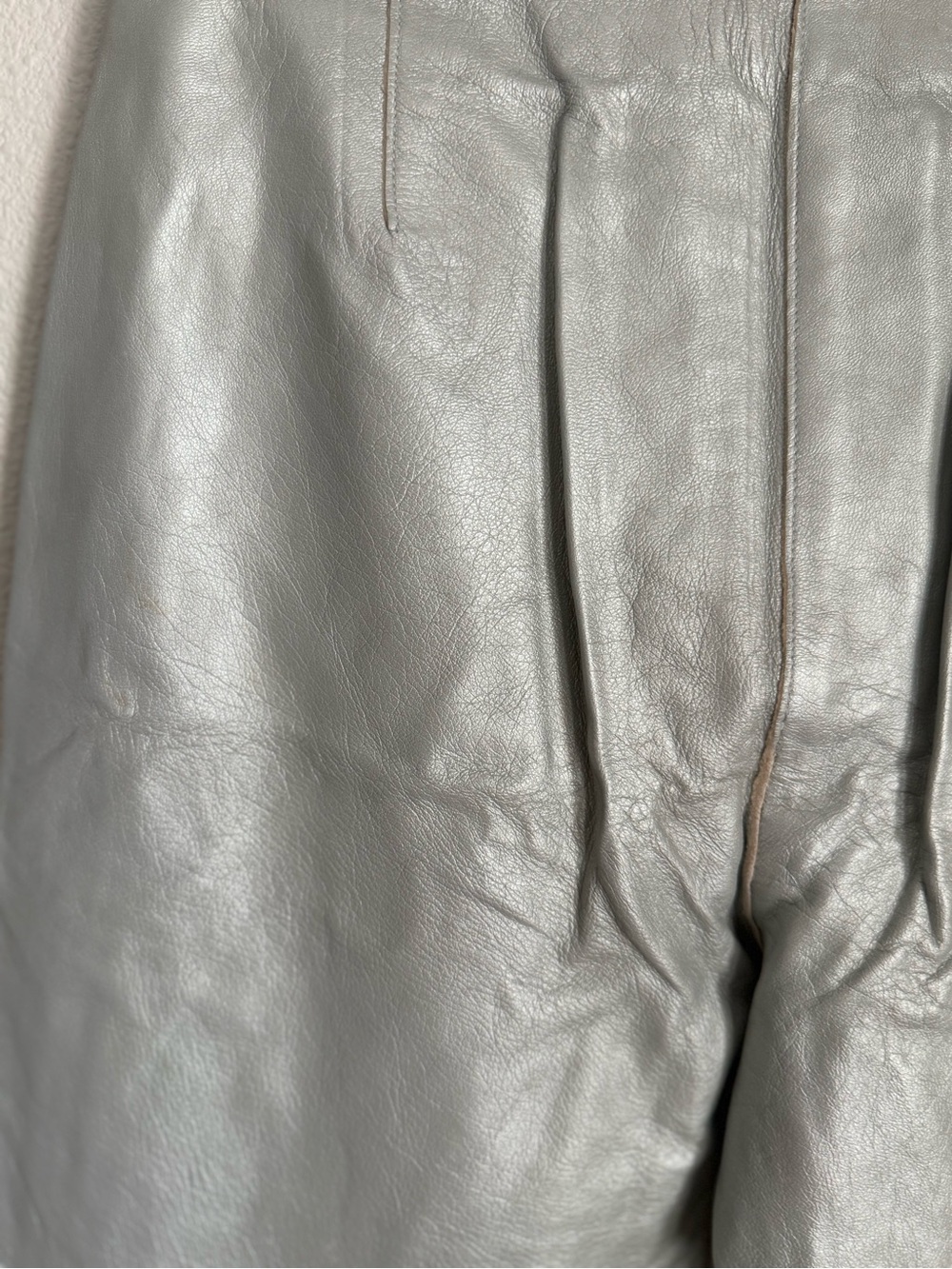 Vintage Y2K DKNY Metallic Silver Genuine Leather Pants - Sz 6 - Picture 10 of 11
